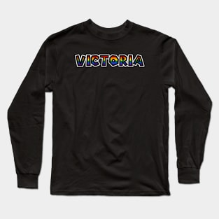 City of Victoria BC - LGBTQ+ Rainbow Flag - Loud and Proud Gay Text Name - Victoria Long Sleeve T-Shirt